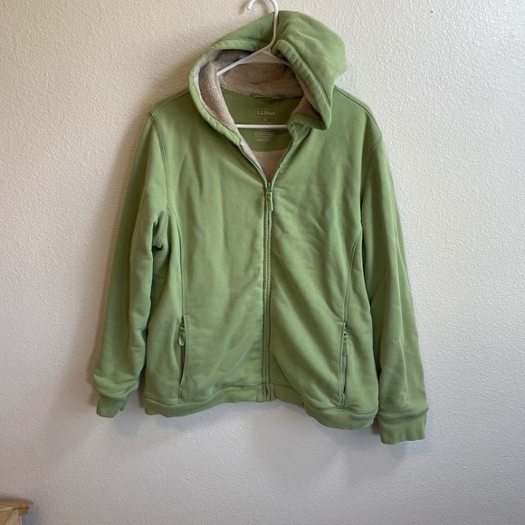 L.L.Bean Green Fleece Lined Full Zip Hoodie Jacket Women's XL - Picture 1 of 7